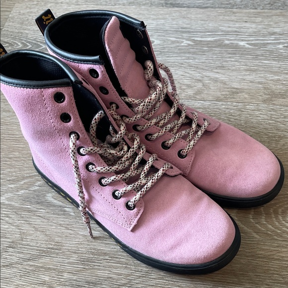 Dr. Martens Pink Suede Lace-Up Boots - Picture 1 of 9
